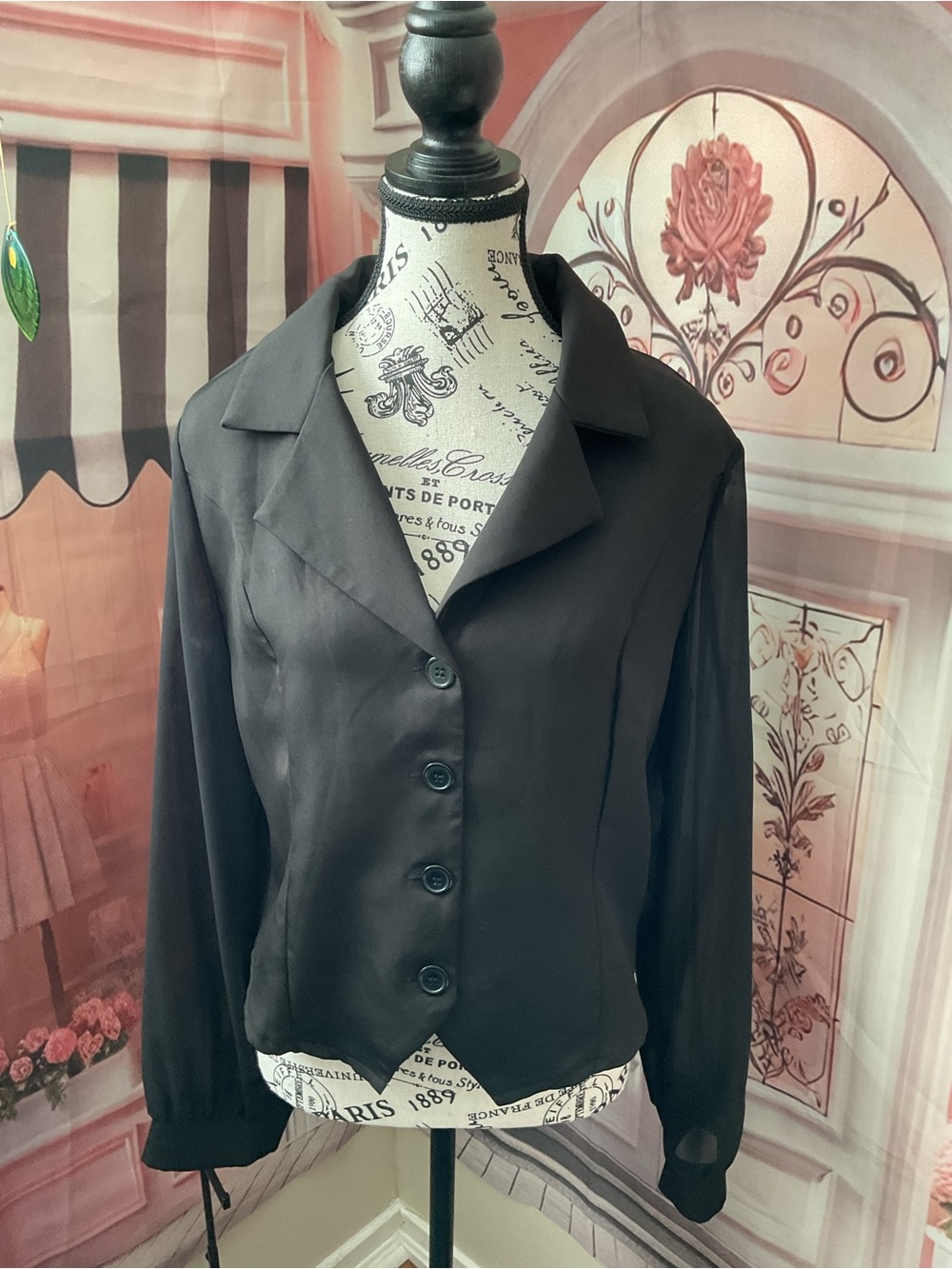 Classic Black Women's Button-Front Jacket